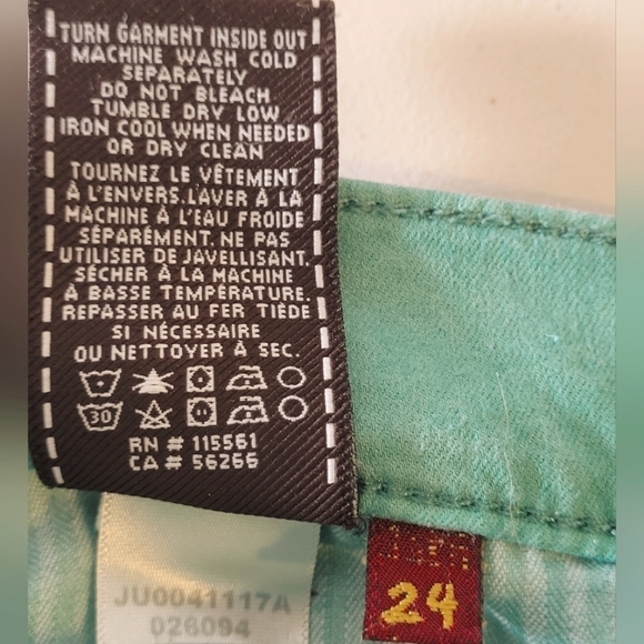 7 For All Mankind Bright Green Lightweight Mid-Rise Skinny Ankle Jeans - Size 24 - Picture 10 of 11